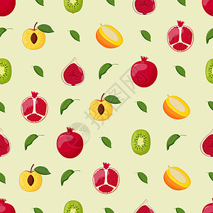 水果无缝模式 蔬菜食品 健康饮食概念 平面矢量图解种子食物生态叶子水果甜点健康横幅绘画标识图片