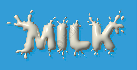 牛奶水花以牛奶 水花和水滴写成的文本 品牌 标签或广告的现代设计健康标识插图书法奶制品卡通片奶牛海报横幅包装插画