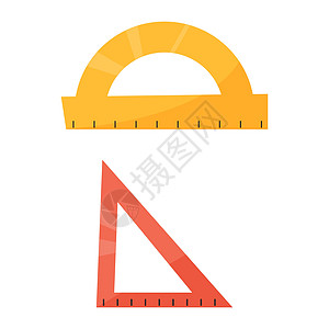 学校仪器 在白色背景上隔离测量的标尺 Flat 矢量增压图片