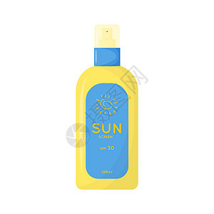 护肤品 防晒 防紫外线喷雾 带有 SPF 的防晒产品管 夏季化妆品 在白色背景上孤立的平面矢量图阳光老化管子奶油插图温泉防晒霜治图片