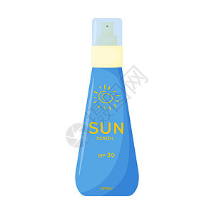 护肤品 防晒 防紫外线喷雾 带有 SPF 的防晒产品管 夏季化妆品 在白色背景上孤立的平面矢量图太阳防晒霜卫生皮肤日光浴插图阳光图片