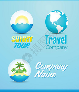 旅行和休假记录海滩蓝色圆圈热带太阳天堂棕榈商业黄色假期图片