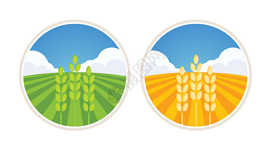 带小麦和Barley的农场标签图片