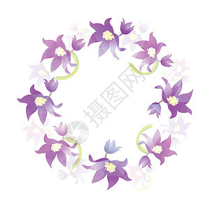 与紫派花花轮廓的圆形框架图片