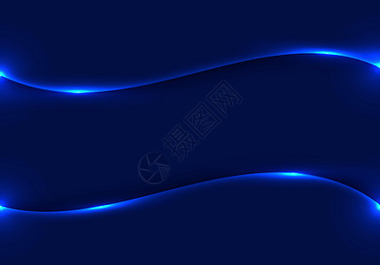 摘要模板 闪亮蓝色波日亮光照明背景技术概念的蓝浪彩虹图片