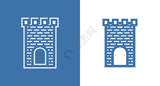 中世纪苏格兰城堡 的图标 欧洲历史建筑堡垒 黑白无依无靠图片