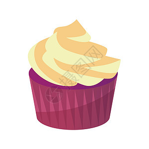 甜奶油饼蛋糕好吃 糕点食品收藏的矢量图标白底隔离在白色背景上图片