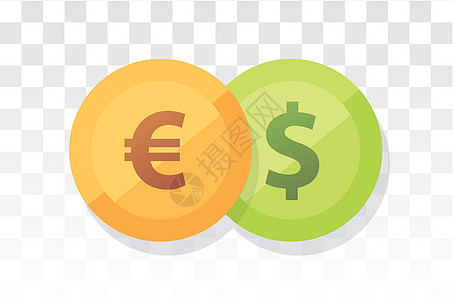 欧元对美元-透明和白色背景的货币对图片