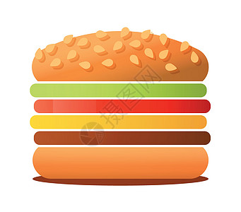 以白色背景隔离的大型美味汉堡包矢量插图图片