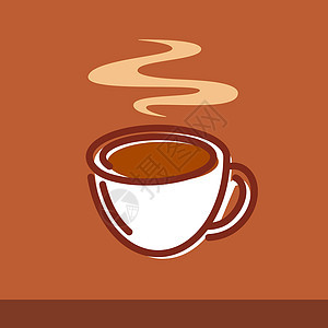 棕色背景咖啡一杯咖啡的矢量插图图片