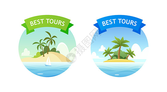 与暑夏沙滩度假旅游旅行标志图片