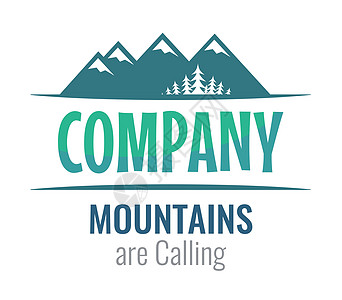 复古LOGO山群正在呼唤 - 可见的病媒Logo和山区旅行公司插画