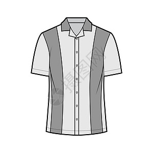 短袖 露领 外衣长度 超尺寸制服服装的Shirt保滑技术时装插图保龄球计算机女士设计条纹女装棉布袖子小样衣服图片
