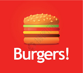 极好的矢量 Logo类型 大美味汉堡 隔离在红色背景图片