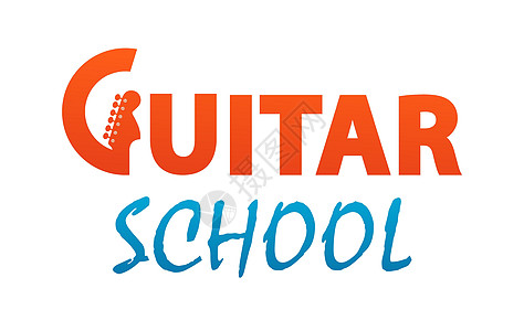 吉他学校-音乐课 课程 课程或网站的矢量标志-风格设计模板图片