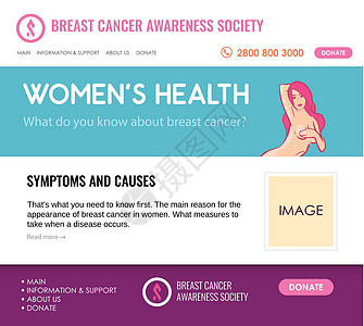 乳腺癌网站的矢量布局 设计模板 用彩色滑动器Logo图片
