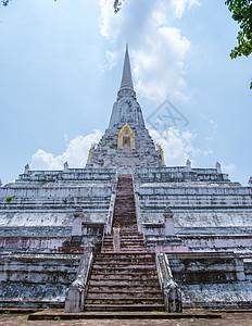 泰国Ayutthaya的泰国阿尤塔亚地标文化女性建筑学旅行宝塔佛塔蓝色寺庙雕像图片