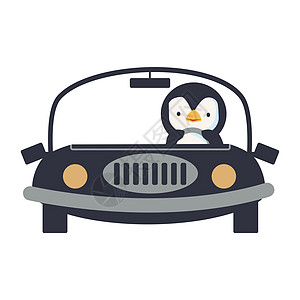 企鹅驾驶汽车漫画图片