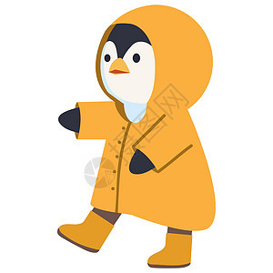 穿着雨衣的可爱漫画企鹅图片