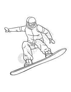 儿童专用滑雪滑雪孤立彩色页面图片