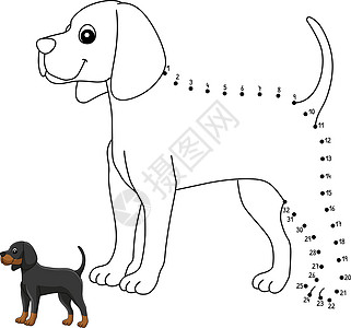 Dot 点到多特公犬狗孤立的颜色页面图片