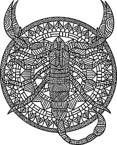 成人曼达拉蝎子彩色页面图画书黑色插图染色圆圈绘画涂鸦野生动物动物手绘图片