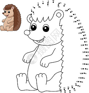 Dot 点到儿童Dot Hedgeig鼠涂色页面孩子们染色图画书动物刺猬色本插图连接彩页图片