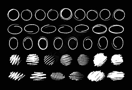 手画粉笔标记圆圆框矢量集图片