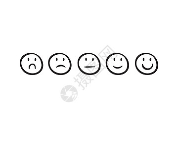 感官情绪的表情 简单的涂鸦手画风格 悲伤或快乐微笑圆圈营销笑脸网站符号绘画顾客网络插图图片