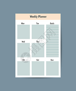 每周计划模板 简单的可打印待办事项列表 业务组织者页面 纸 现实的矢量图图片