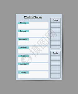 每周计划 时间表设计模板 矢量平板插图图片
