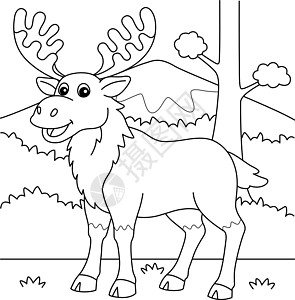 鹿和鼠自然填色本高清图片