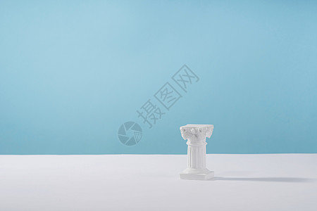 化装显示台台台平台罗马大理石柱 用于产品展示 化妆品几何立体样的道具 蓝色模拟场景美学等项目图片