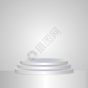 圆形展位 获胜者讲台冠军环球第一奖获得者 模拟白色空楼梯 矢量设计图片