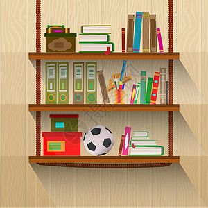 书架是用平板设计风格固定的图片