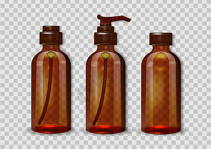 棕色化妆品瓶在透明背景中被隔离图片