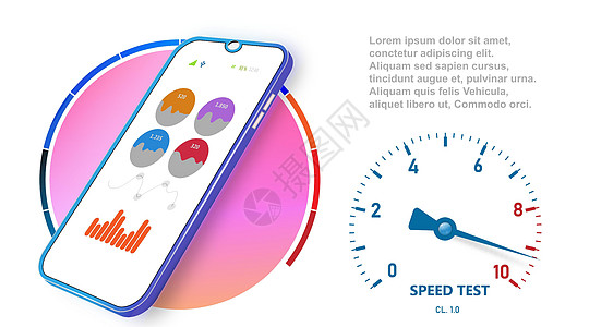 智能手机性能 使用分析进行 Ui 和 Ux 设计 手机面板 带有箭头指示器的活动智能手机屏幕 矢量图图片