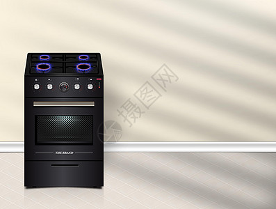 3D 厨房煤气炉 关于厨房家用电器背景设计的说明 (c)图片