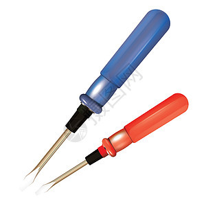 一组红色和蓝色螺旋桨矢量 说明修理工作工具的情况图片