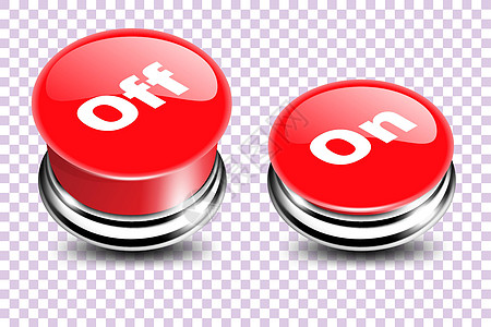 3D 样式中的按钮断电和停电 红色开关按钮 矢量插图图片