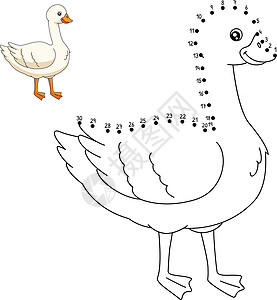 Dot 点到儿童玩偶点鹅的颜色页面孩子们插图动物连接图画书染色家禽彩页填色本图片