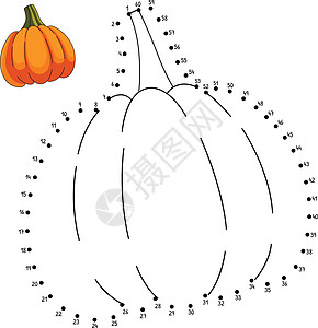 点点到点感恩节南瓜涂色页面填色连接孩子们感激蔬菜彩页插图儿童感恩节日图片