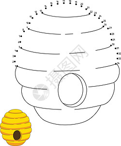 Dot 点到儿童多点 Beehive 颜色页面图片