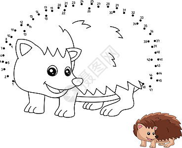 Dot 点到儿童Dot Hedgeig鼠涂色页面点对点野生动物图画书染色插图彩页色本动物孩子们连接图片