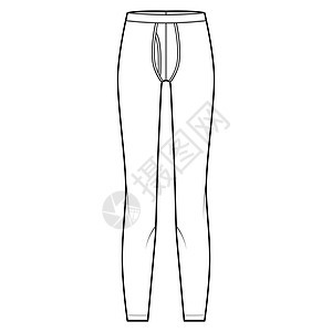 Long Johns 内衣技术时尚插画 带弹性腰带 垂直飞针织裤服装内衣男人服饰运动瑜伽插图短裤健身房女性小样棉布图片