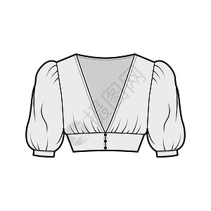 用短袖 浮肩 前扣扣子 合身体 来裁剪最高级技术时尚插图服装棉布女孩计算机绘画男人服饰女性女士男性图片