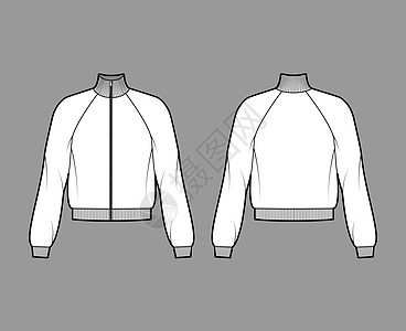 长袖的拉链运动衫技术时装插图 用棉衣 临时用品 抹布 肋骨剪裁男性套衫计算机袖子草图校队女性棉布球衣衬衫图片