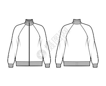 用棉衫 拉布兰 肋骨纹理来展示超大型长袖拉链运动衫技术时装图解毛衣设计夹克男人男士小样男性球衣计算机衬衫图片
