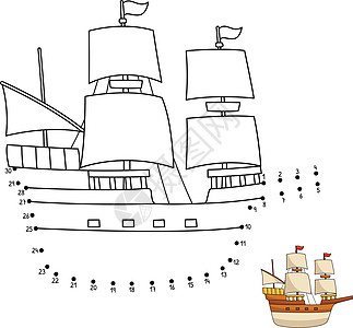 点点到点感恩节朝圣者船彩色图片