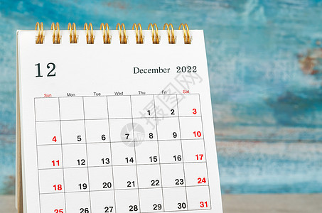 特写2022年12月的月度表格日历 2022年图片